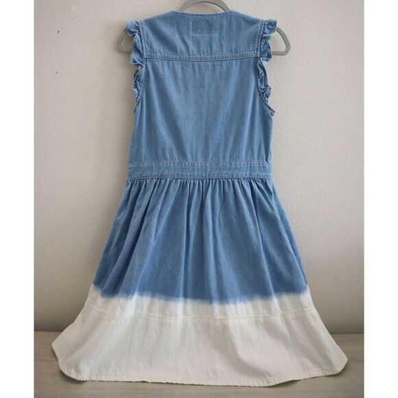Kate Spade Women’s Sz 4 Blue/White Dip-Dyed Denim Ruffle-Trim Dress - Picture 2 of 14